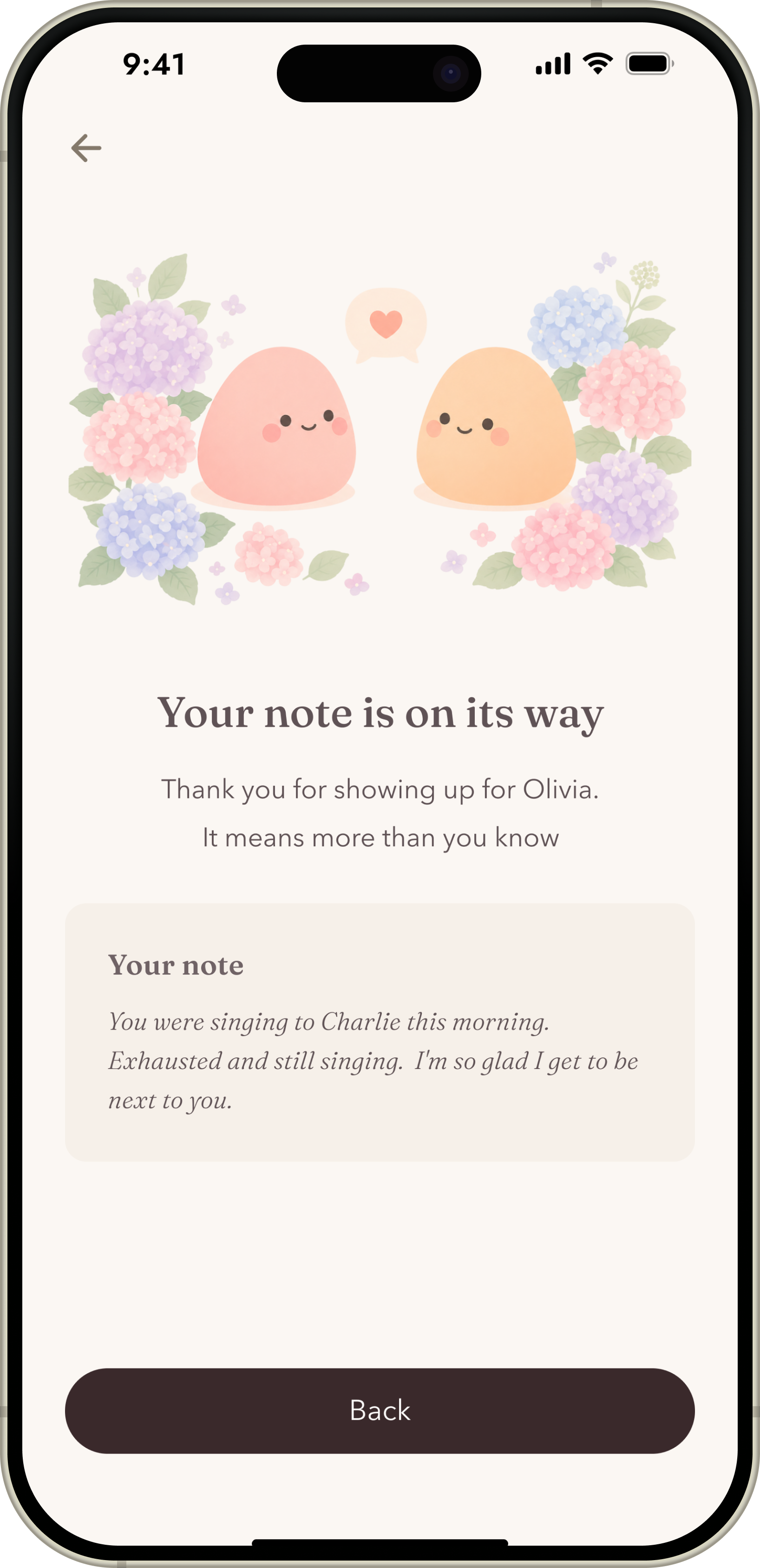 Tender letter on the way screen